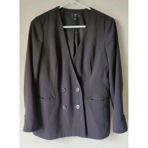 J.Crew 365 Collarless Double Breasted Blazer in Black Women's Petite 6P Business